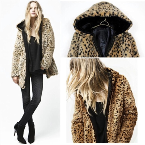 hooded leopard coat